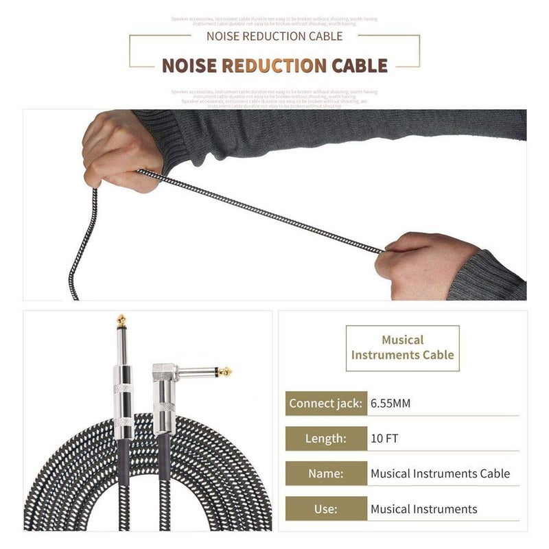 SUNYIN Amp Cord for Electric Guitar,30-Feet Acoustic Guitar Cable,Straight to Right Angle Guitar Amp Cord with Gold Plated 3.5mm&6.5mm Stereo Adapter,Audio Cable,4 Picks - Image 3
